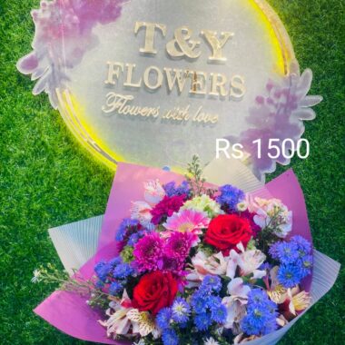 Purple & Red Mixed Garden Bouquet – T & Y Flowers Kadawatha